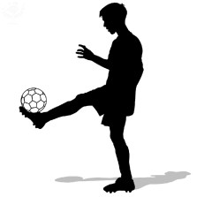 silhouettes of soccer players with the ball. Vector illustration